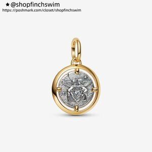 Pandora Cupids Medallion Charm|Pendant|Two-tone